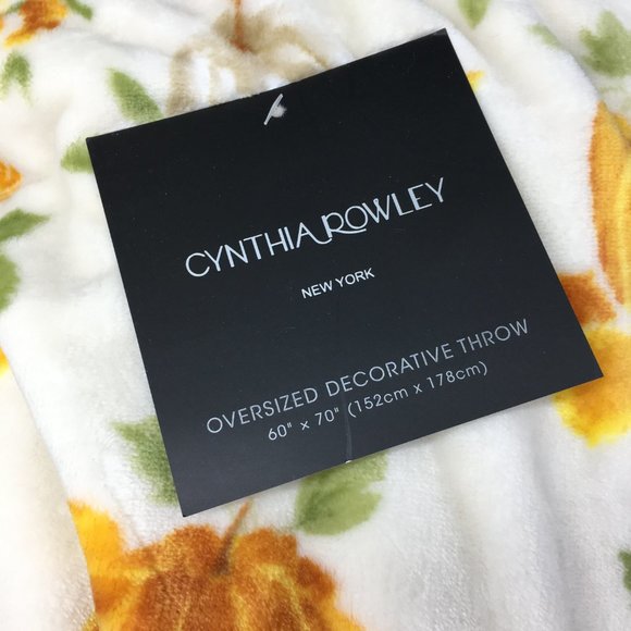 Cynthia Rowley Pumpkin Sunflower Throw Blanket Micro Fleece Thanksgiving Decor - Picture 3 of 12